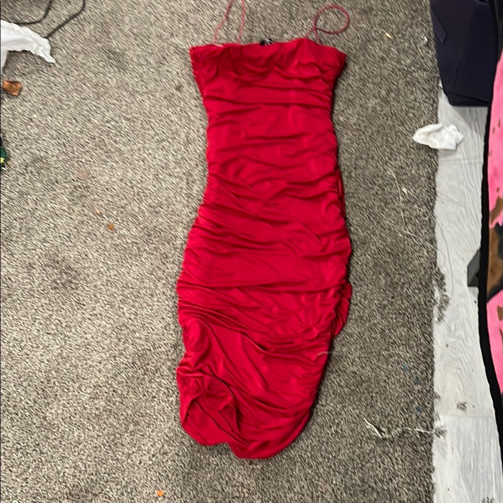 Elegant Red Ruched Dress